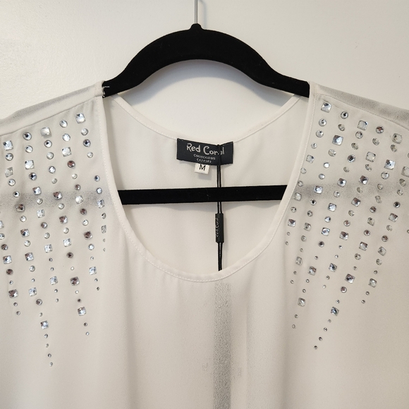 NWT - Red Coral white jewelled tank, size M - Picture 3 of 4